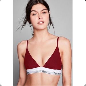 Calvin Klein Burgundy Cotton Bralette Size S